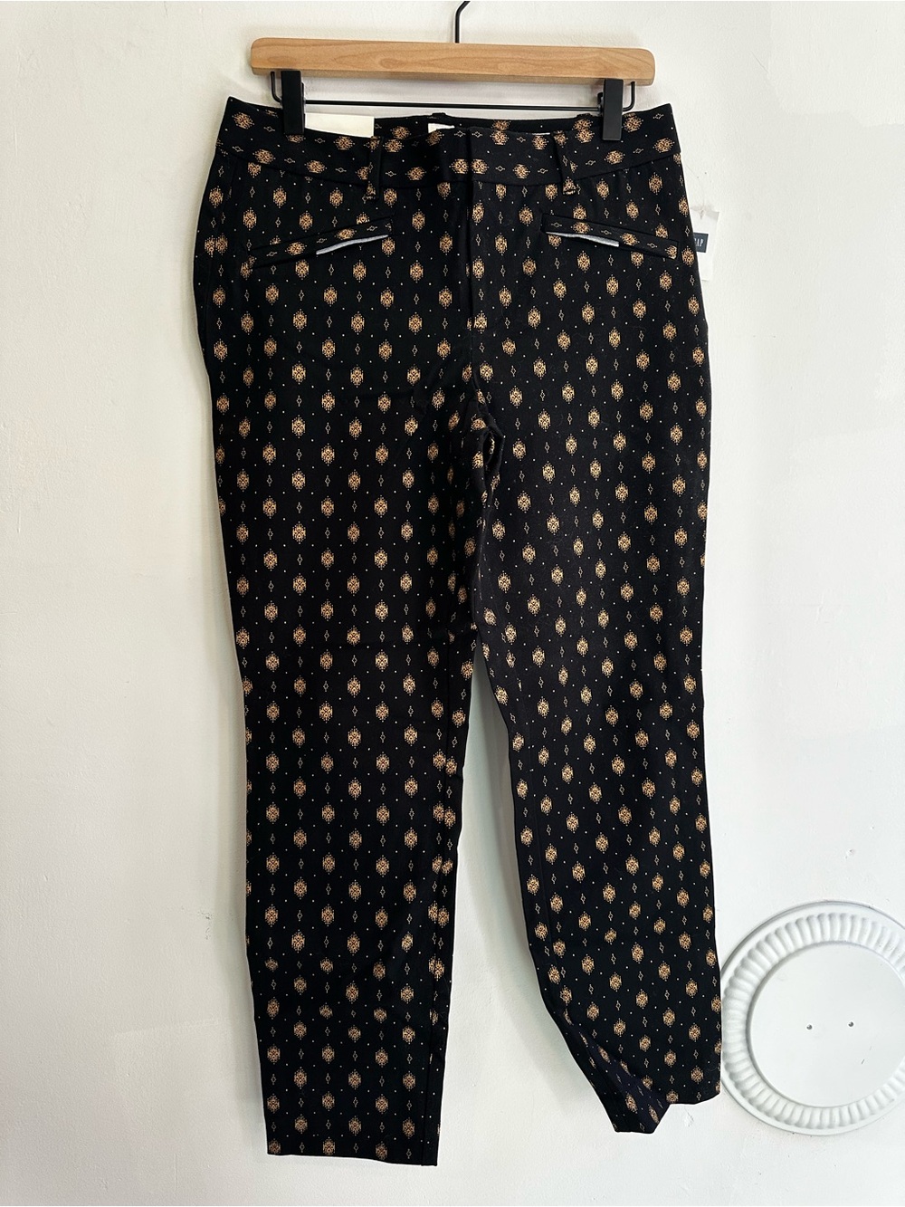 GAP Black Chinos with Tan Diamond Print
